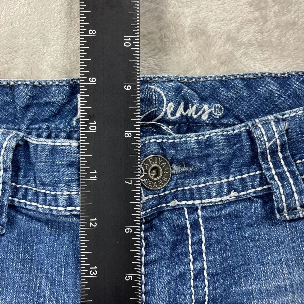 Ariya Jeans Bootcut Women 11/12 Blue Thick Stitch Embellished Flap Pocket